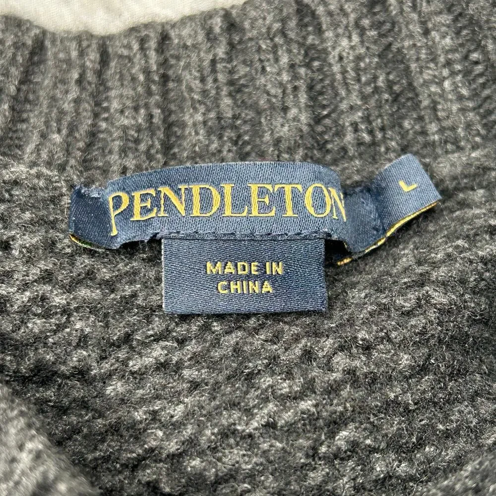 Pendleton Sweater Women Large Tight Knit Thick Heavy Black Winter Minimalist